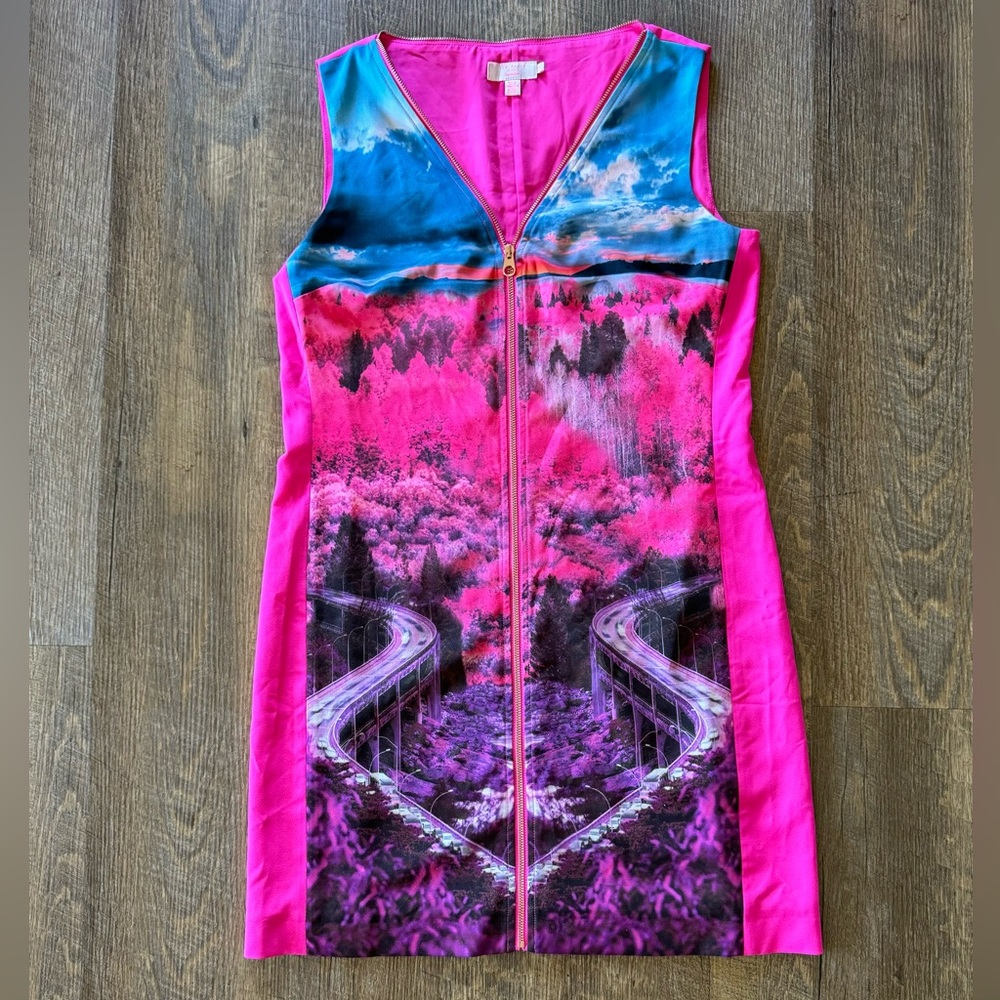 Ted Baker Road to Nowhere Shift Dress in Mid Pink, TB Size 2/US Size S/M